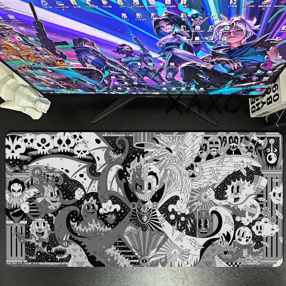 Rubberhose Mousepad Gamer Good Pc Cabinet and Evil Large Mouse Pad Speed Desk Accessories Keyboard Computer Table Mat Gaming Xxl