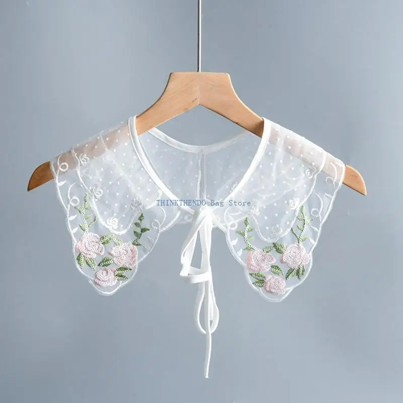 340D طوق كاذبة الأزهار تقليم ديكي طوق انفصال طوق سهلة لارتداء المرأة التطريز طوق Venise الدانتيل يصل العنق