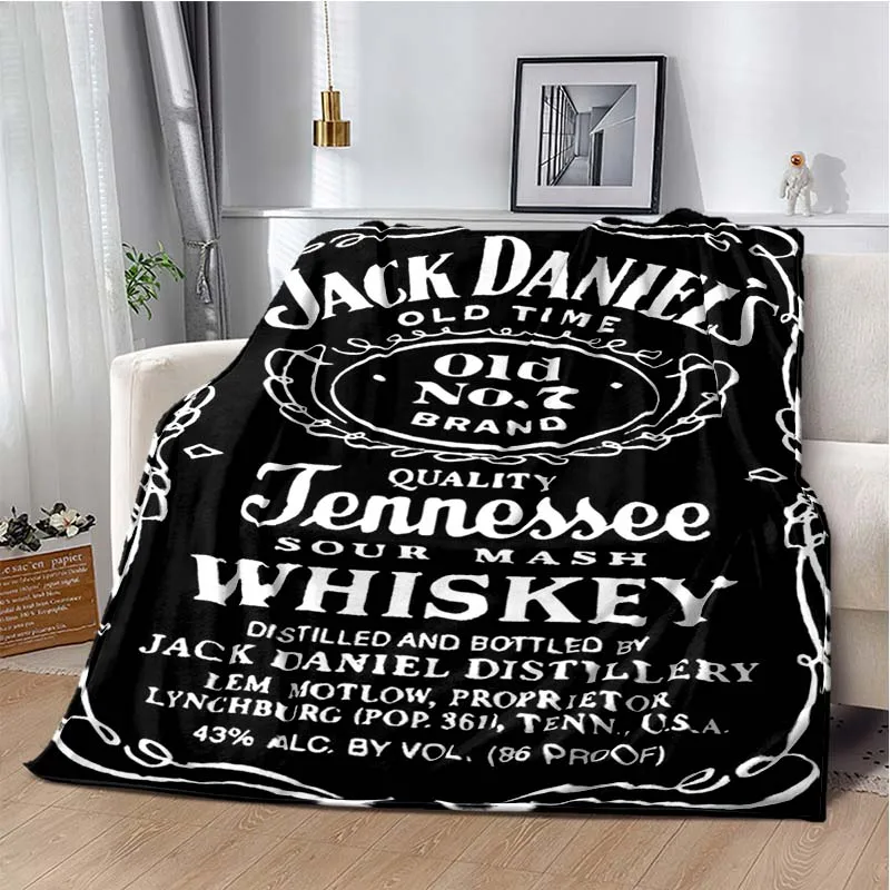 Coperta in flanella con logo J-JACK DANIELS alla moda, decorazione domestica morbida e confortevole, camera da letto, soggiorno, divano, coperta da letto