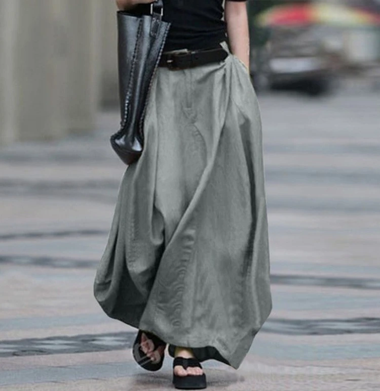 

Длинная юбка трапециевидной формы с высокой талией, свободная юбка Sle Street Faion, чистый цвет, лето 2023, женская юбка премиум-класса f, другой материал 00%