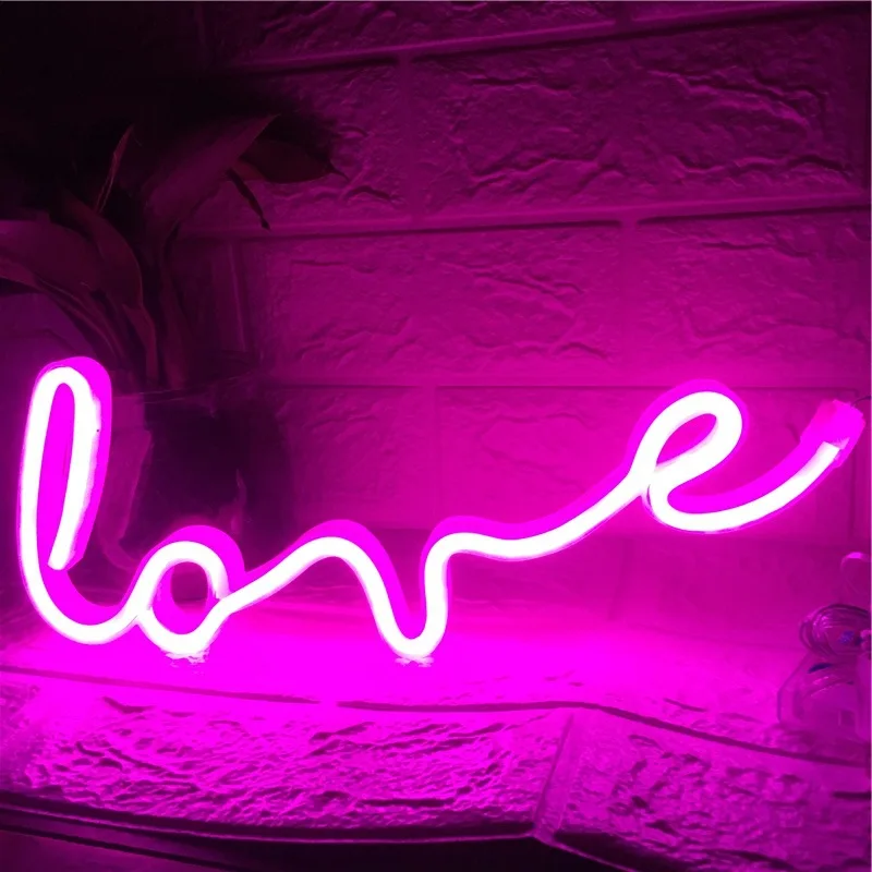 Rainbow Love Neon Sign Light for Bedroom Hanging Wall Party Christmas Decoration Colorful Night Light Neon Bulb Desktop Lamp