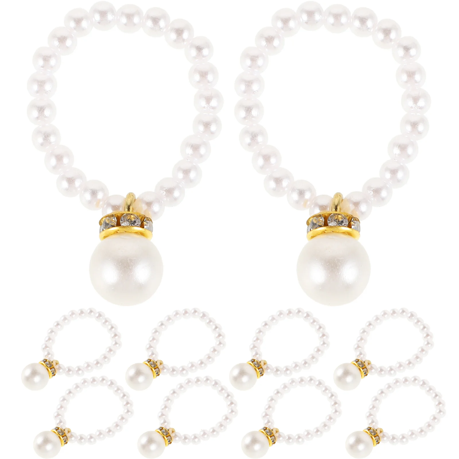 Set di 10 Ciondoli Decorativi a Forma di Paperella Gialla con Catena di Perle Finte per Accessori Miniatura e Fai-da-Te