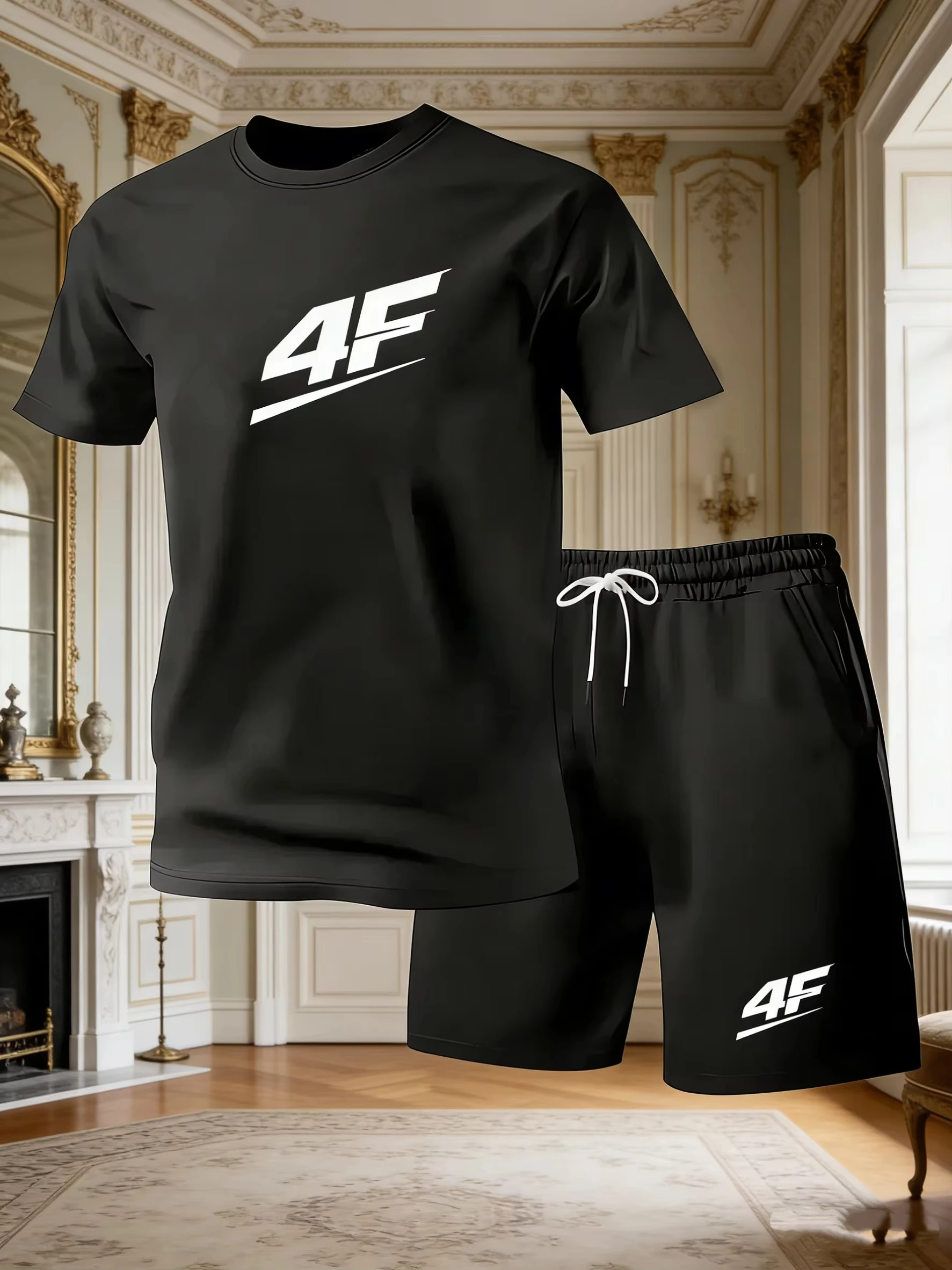 

Men's Casual T-Shirt and Shorts Two-Piece Set Relaxed Fit Men's Short-Sleeve Breathable Athletic Set Two-Piece Set