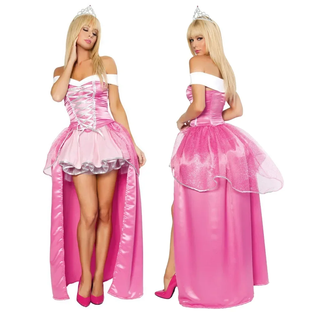 Pink Princess Peach Dress Halloween Adult Women Skirt Crown Princess Costume Female Cosplay Fairy Tale Dress view 3