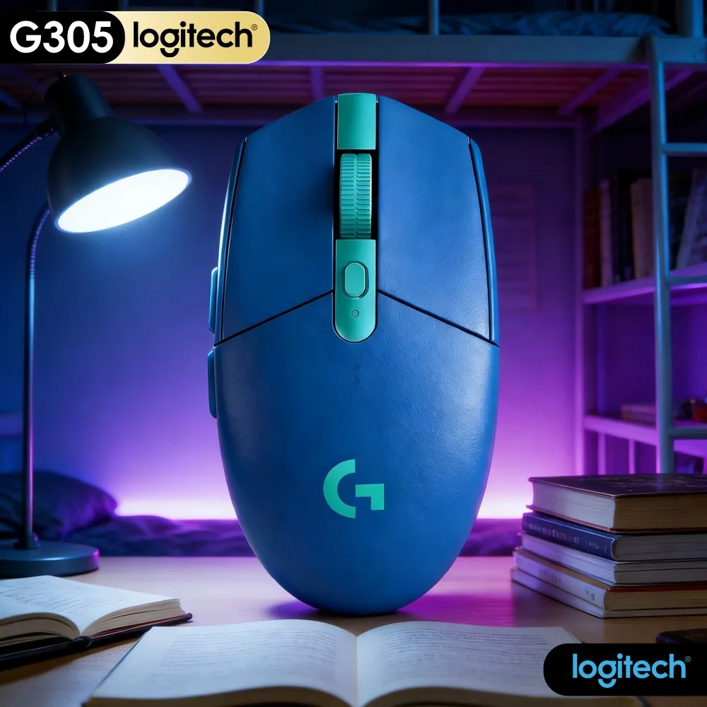 Logitech G305 Wireless LIGHTSPEED Durable Game Mice HERO 12000 DPI 6 Programmable Buttons 250H Battery Supports PC Mac Setup