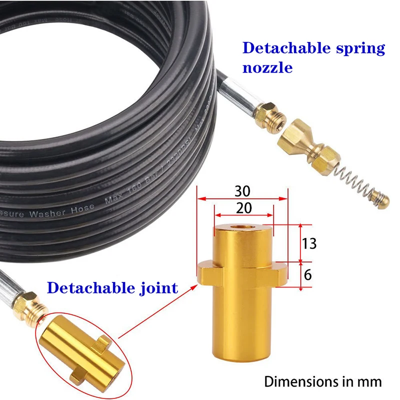 2M-50M Sewer Drain Water Cleaning Hose Pipe Cleaner Kit For Karcher K2 K3 K4 K5 K6 K7Pressure Washers Nozzle Car Wash Hose