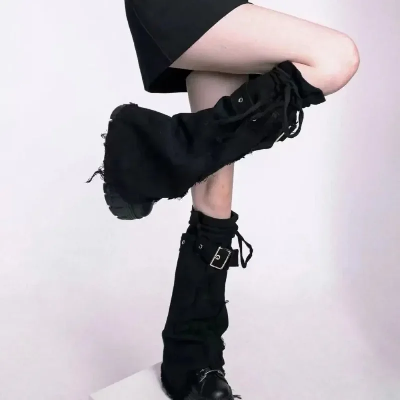 Lolita Y2k Leg Warmer Harajuku Vintage Leg Sleeve Drawstring Strap Punk Calf SOCKS Gaiters