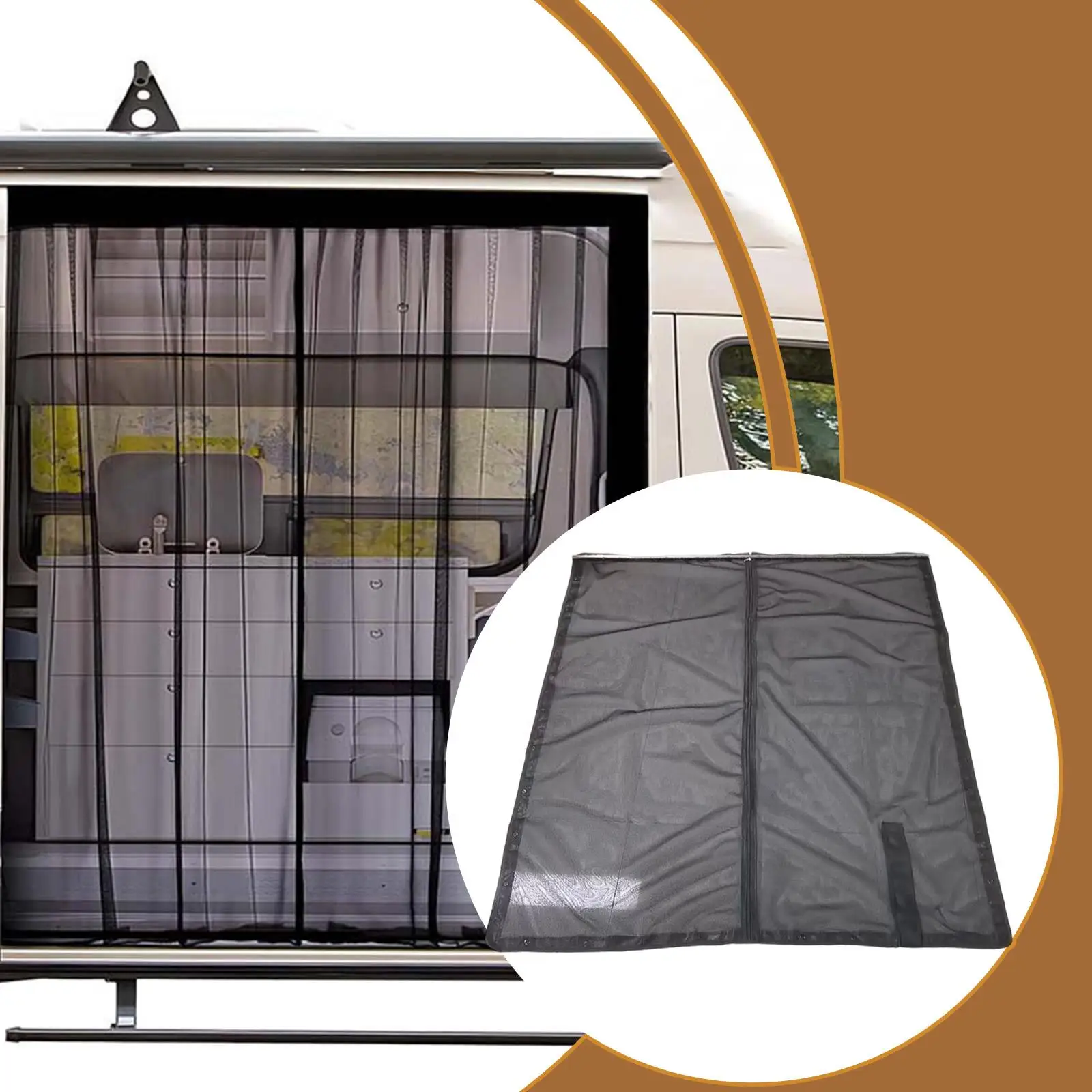 

Portable Mesh RV Door Screen Magnetic Closure Camper Van Curtain for Campervan Motorhome Accessories Outdoor Use