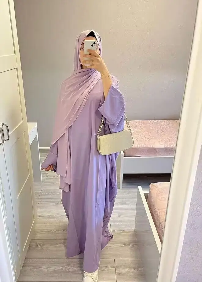 

Muslim Batwing Dresses Abaya For Dubai Women Loose Dress Femme Clothing Hijab Eid Prayer Elegance Robe Tradition Arabic Wear