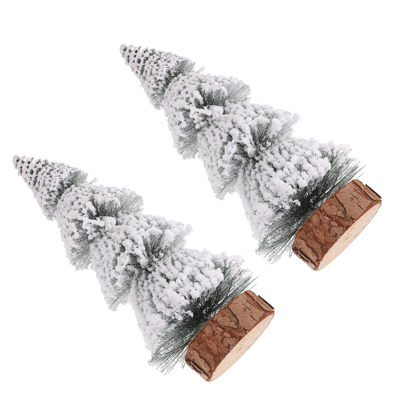 

2 Pcs Mini Christmas Tree Realistic Trees Desktop Decor Small Tabletop Berry Ornament Snow Pine Model Decorations Flocking