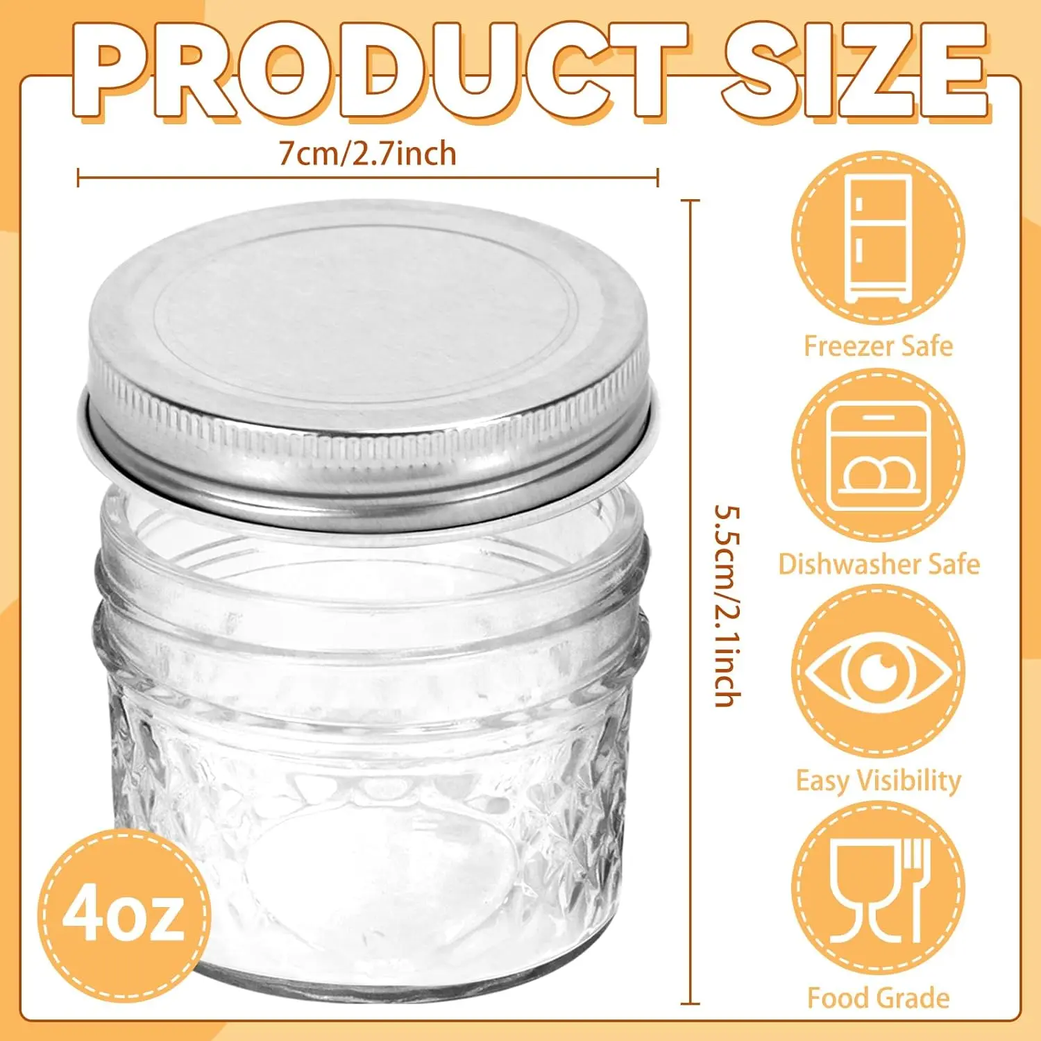 Small Mason Jars  Glass Jars with Lids Mini Glass Jars Small Canning Jars for Storing Lotions, Spice, Powders, Honey, Jam, Jelly