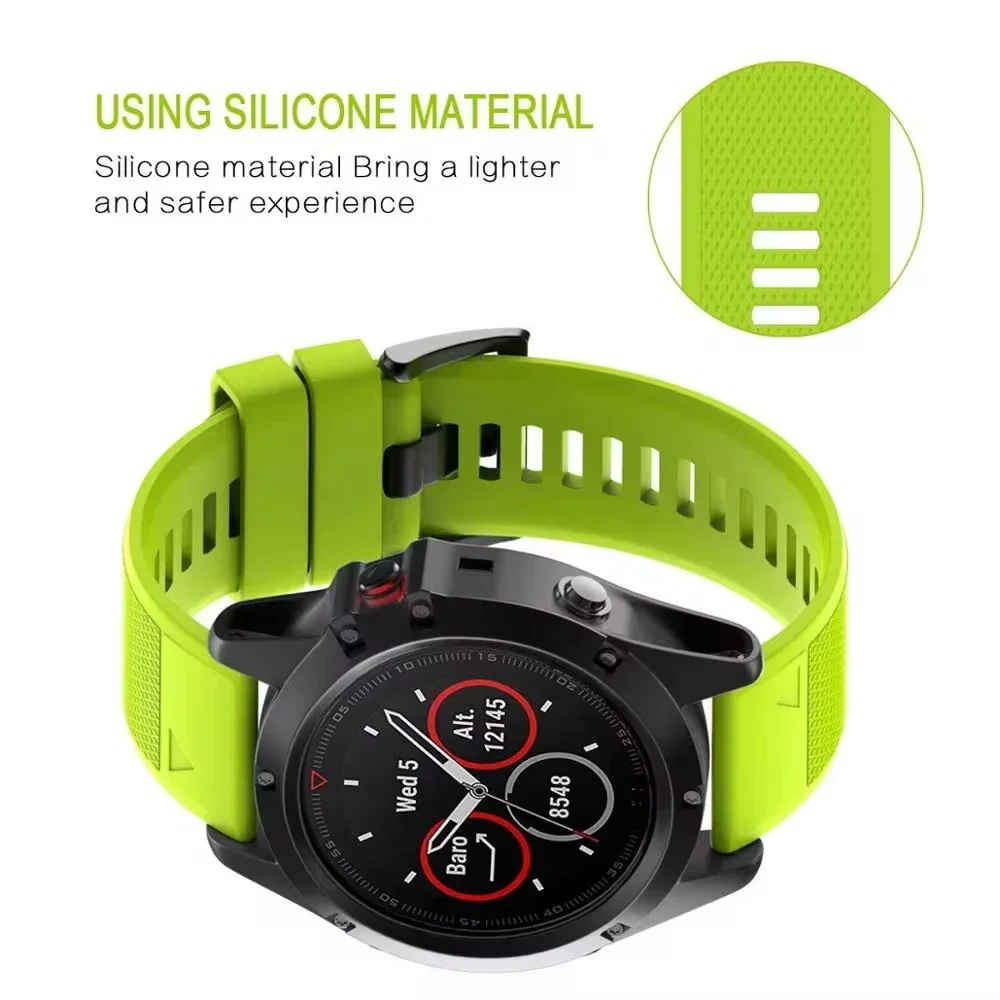 22mm 26mm Silicone Strap For Garmin Fenix 9 Pro 8 7X 7 Pro Solar/6X 6 Sapphire 5 5X 3/Epix Approach S62 60 QuickFit Watch Band