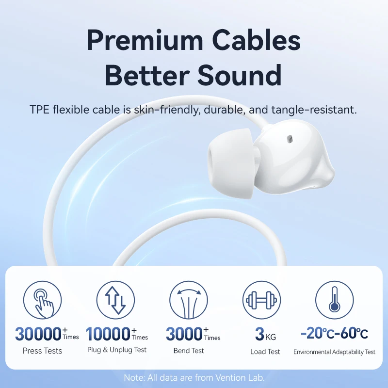 Vention ECHO LITE USB Type C Проводные наушники-вкладыши 3,5 мм с микрофоном Разъем 3,5 мм Проводные наушники HiFi Стерео Черный Белый