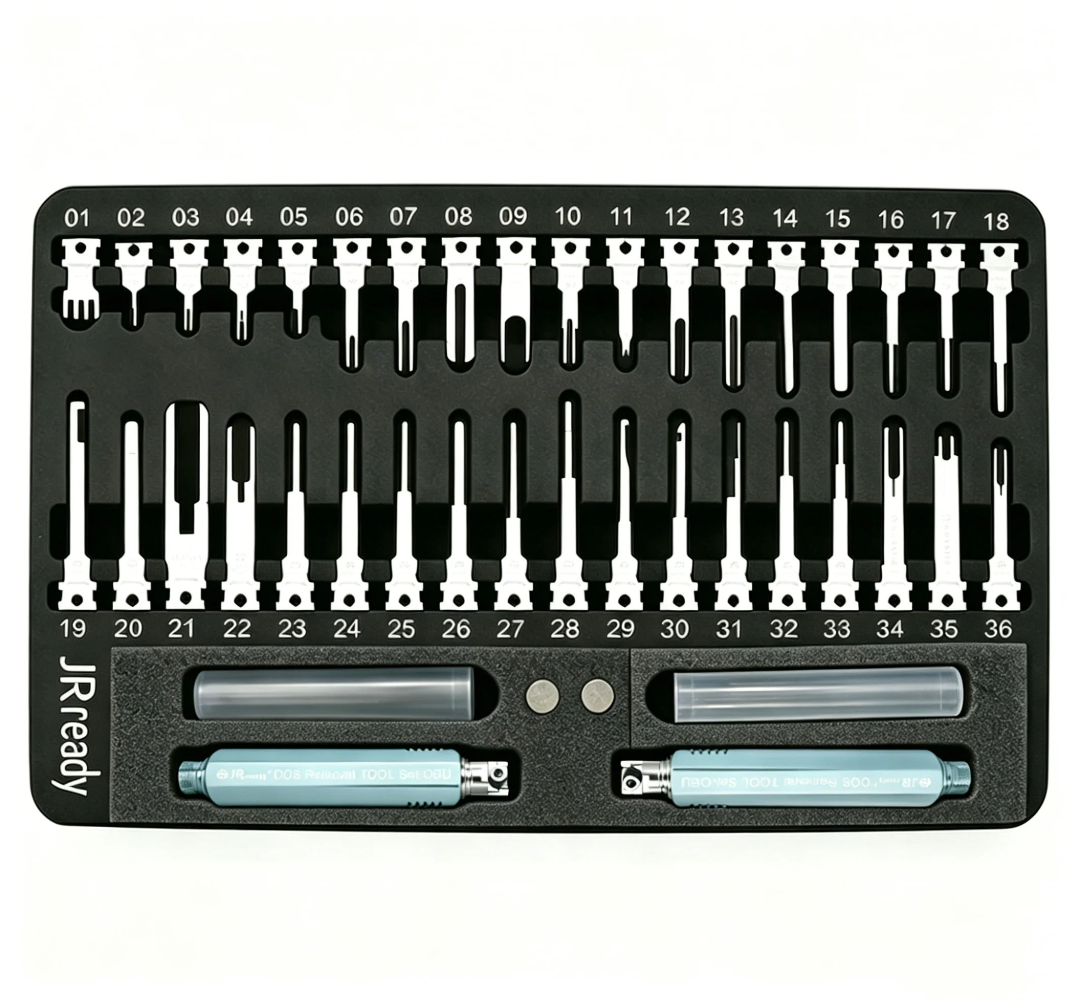 JRready ACTCRH7A14 Pin Removal Tool Kit,36pcs Replacement Tips & 2 Handles,for Deutsch,AMP/TE,Molex,Delphi,JST,Harting Connector