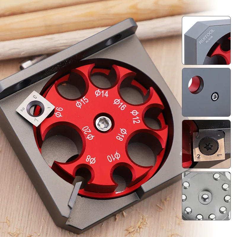 Dowel Maker Jig Kit with Carbide Inserts 9 Holes Adjustable Dowel Cutter 6-20 mm Aluminum Alloy Dowel Maker