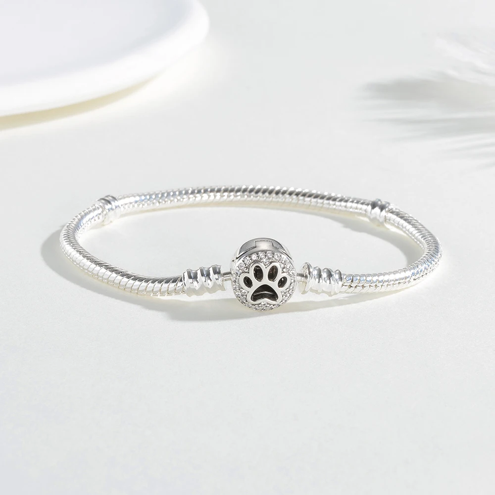 New 925 Sterling Silver Bracelet Cut-out Cat Claw Bracelet Original Charm Beaded DIY Jewelry Lover Makes Gifts For Women