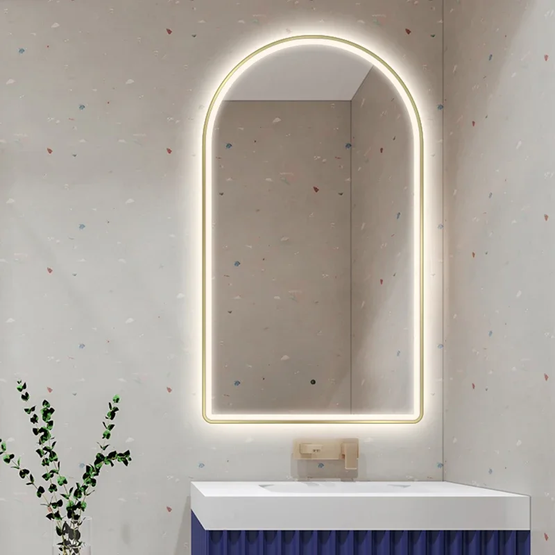 Bathroom Wall Mounted Smart Shower Mirror With Led Light Large Arched Mirror Make Up Anti Fog Espelho Antiembacante Home Decor