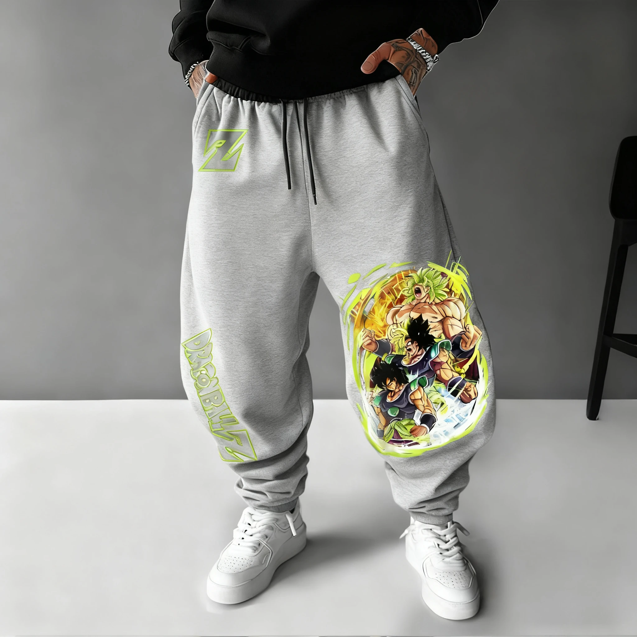 Dragon Ball Heren Joggingbroek 2023 Herfst/Winter Nieuwe Stijl Broly Anime Samenwerking Amerikaanse Hip Hop Losse Casual taps toelopende broek
