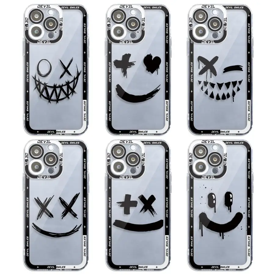 Comic Art Smiley Face Cover Phone Case for Apple iPhone 13 15 16 Pro Max 14 13 Pro 11 12 7 8 Plus X XS MAX XR 14 Plu Soft TPU