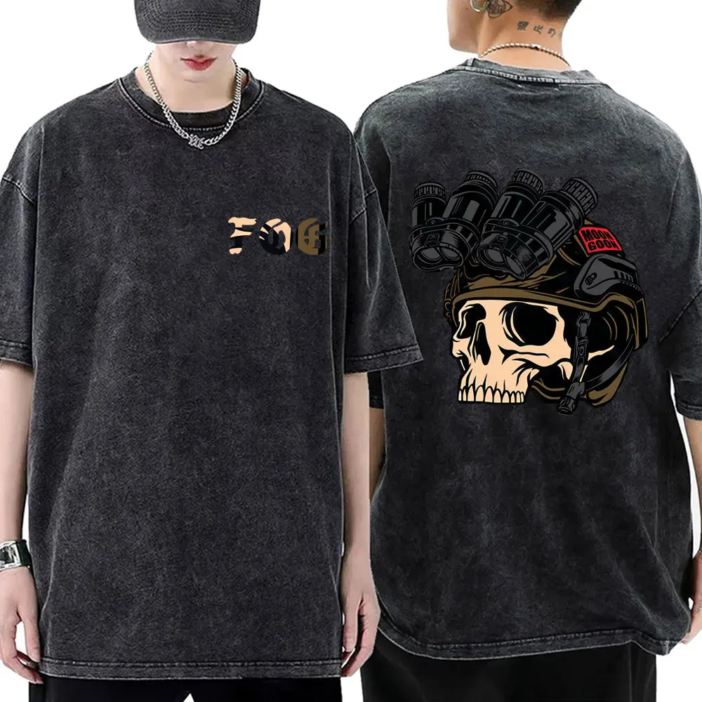 

Limited Fog Forward Observations Group Skeleton Washed Vintage T-shirt Summer Men Women Hip Hop Oversized Street Crewneck Tshirt