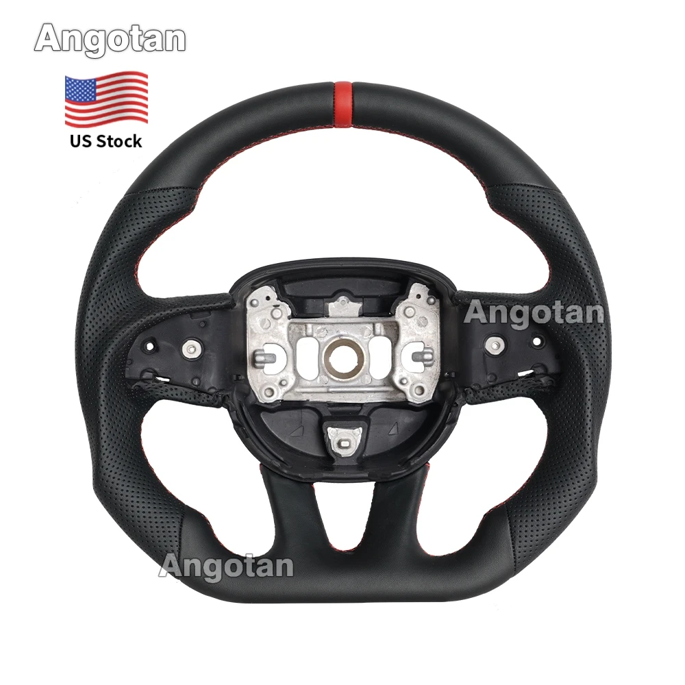 Volante de cuero completo para Dodge Challenger/Charger/Durango/Jeep Grand Cherokee SXT/GT/RT/SRT 2015-2023 sin calefacción