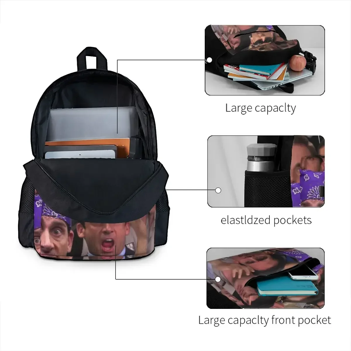 Michael Scott Collage - The Office Backpacks Boys Girls Bookbag Students School Bags Cartoon Travel Rucksack Shoulder Bag