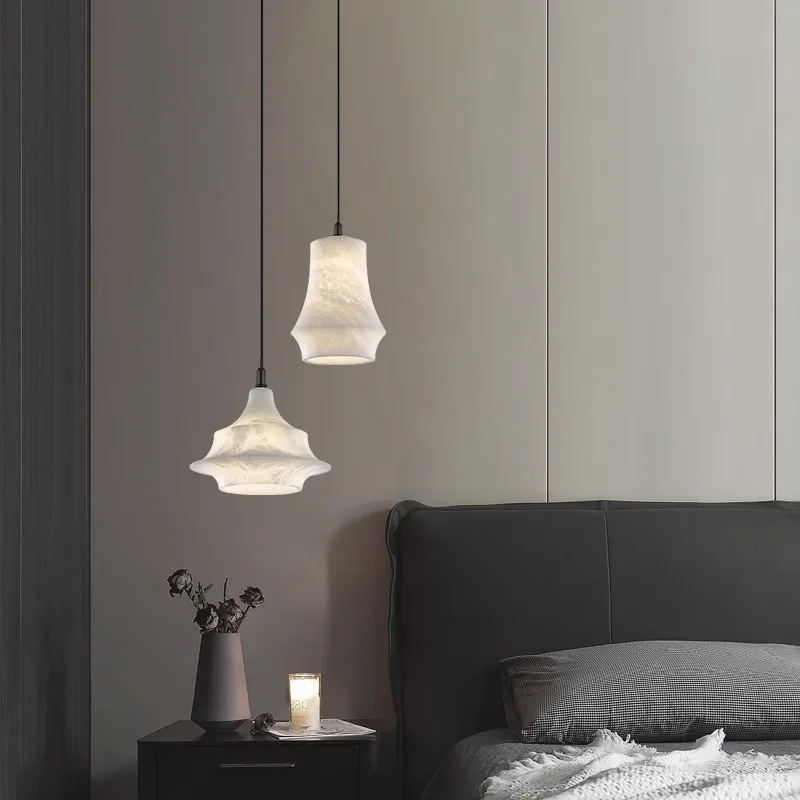 Nordic Living Room Foyer Brass Marble Small Pendant Light Modern Minimalist Bedside Cloakroom Single Chandelier