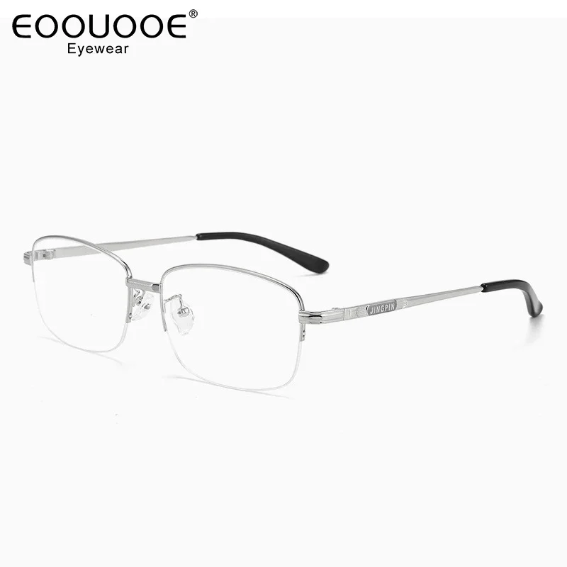 

58mm Men Glasses Frame Metal Myopia Half Eyeglasses Optics Prescription Gold Reading Progressive Eyewear