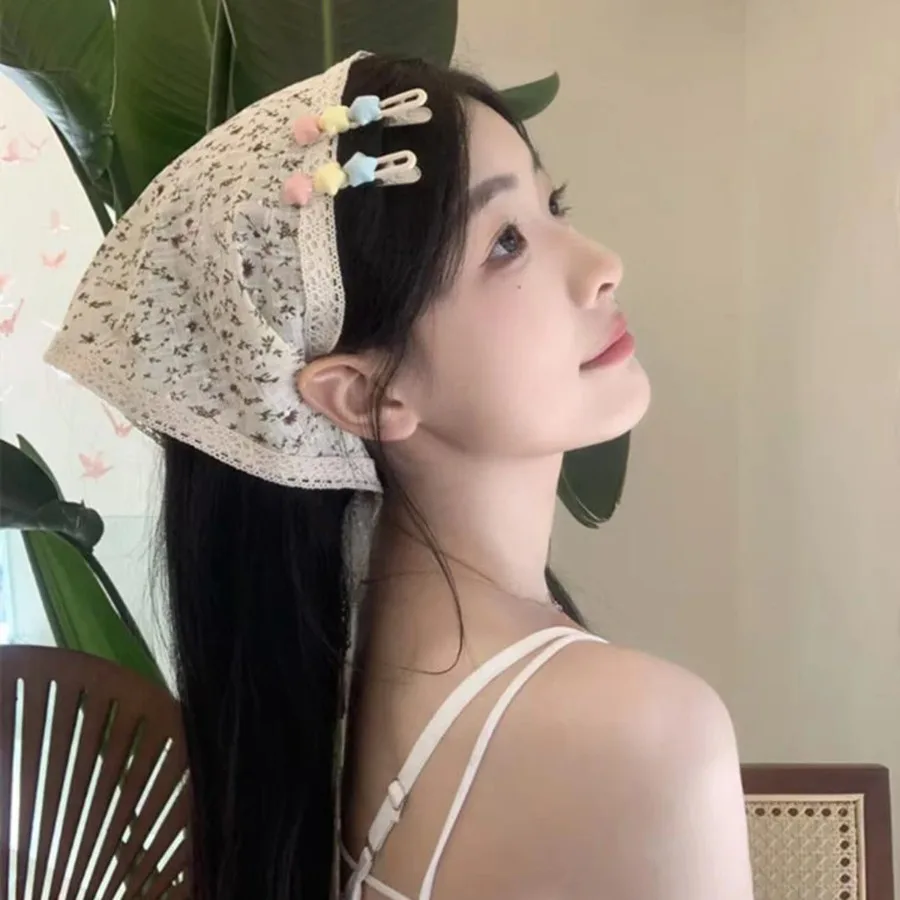 

Summer fresh lace-trimmed headbands, silk scarves, outdoor hair accessories, retro country-style headwear