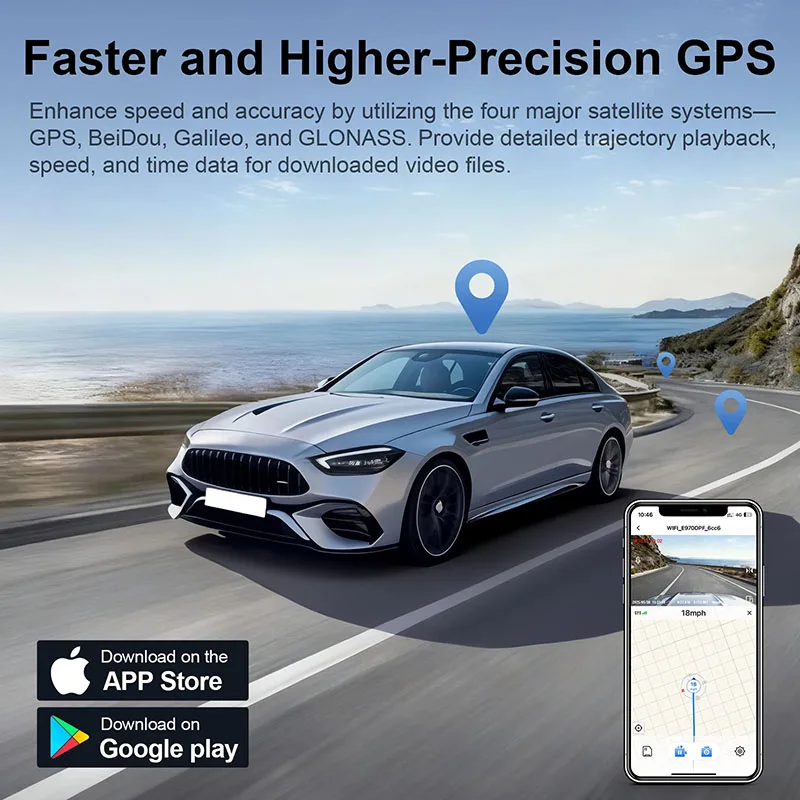 Wireless APP Vehicle Dash Cam Multi-system GPS Precision Positioning 4K Recording Device