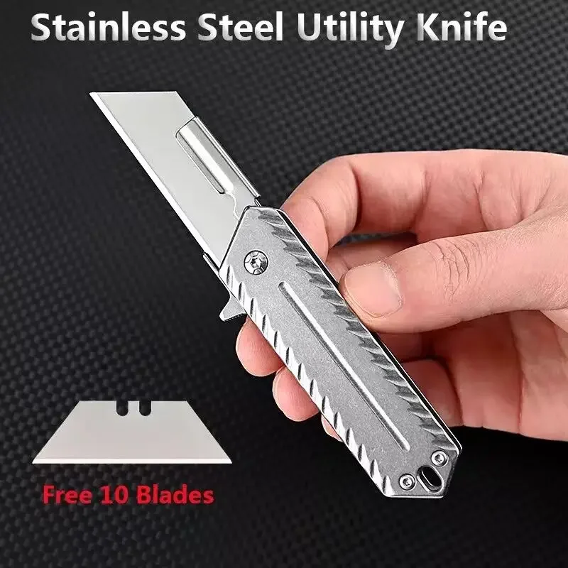 

EDC Folding Blade, Sharp T-knife, Outdoor Paper Cutter, Carry Quick Box Release Knife, Key Chain Knife Gift, 10 Blades for Free