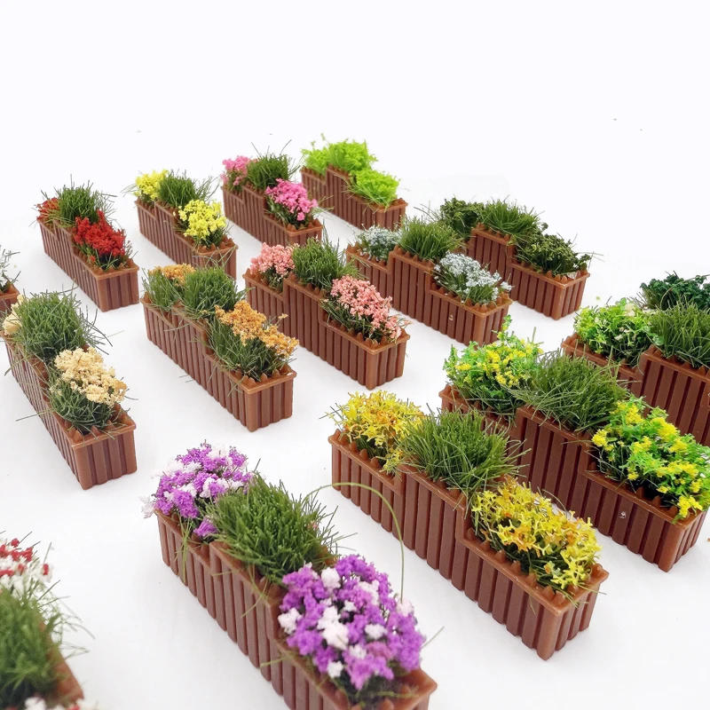 2 pezzi Simulazione città strada letto di fiori modello giardino edificio materiale greening layout paesaggio treno decorazione stradale ferroviario