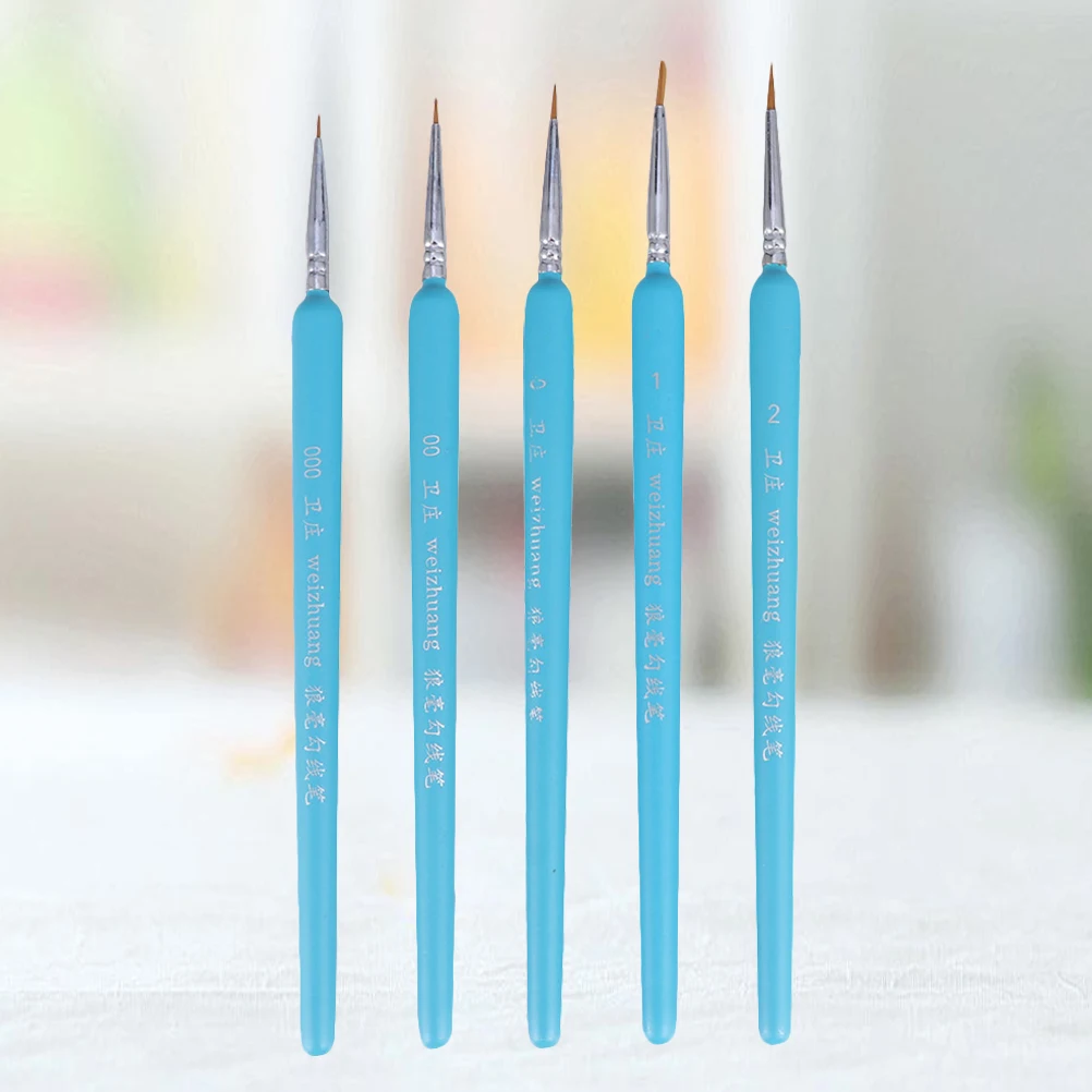 

5 Pcs Pencil Small Brush Craft Paint Brushes for Painting Fine Detail Wooden Mini Child