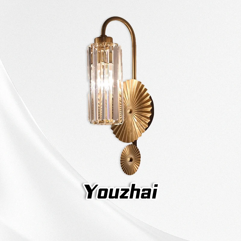

Light luxury crystal living room background wall bedroom bedside wall lamp Nordic modern entrance hallway staircase lighting fix