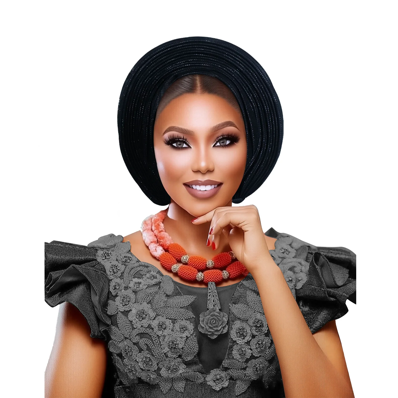 

Новая модная и элегантная африканская традиционная южноамериканская мусульманская черная шляпа, многослойная, однотонная.