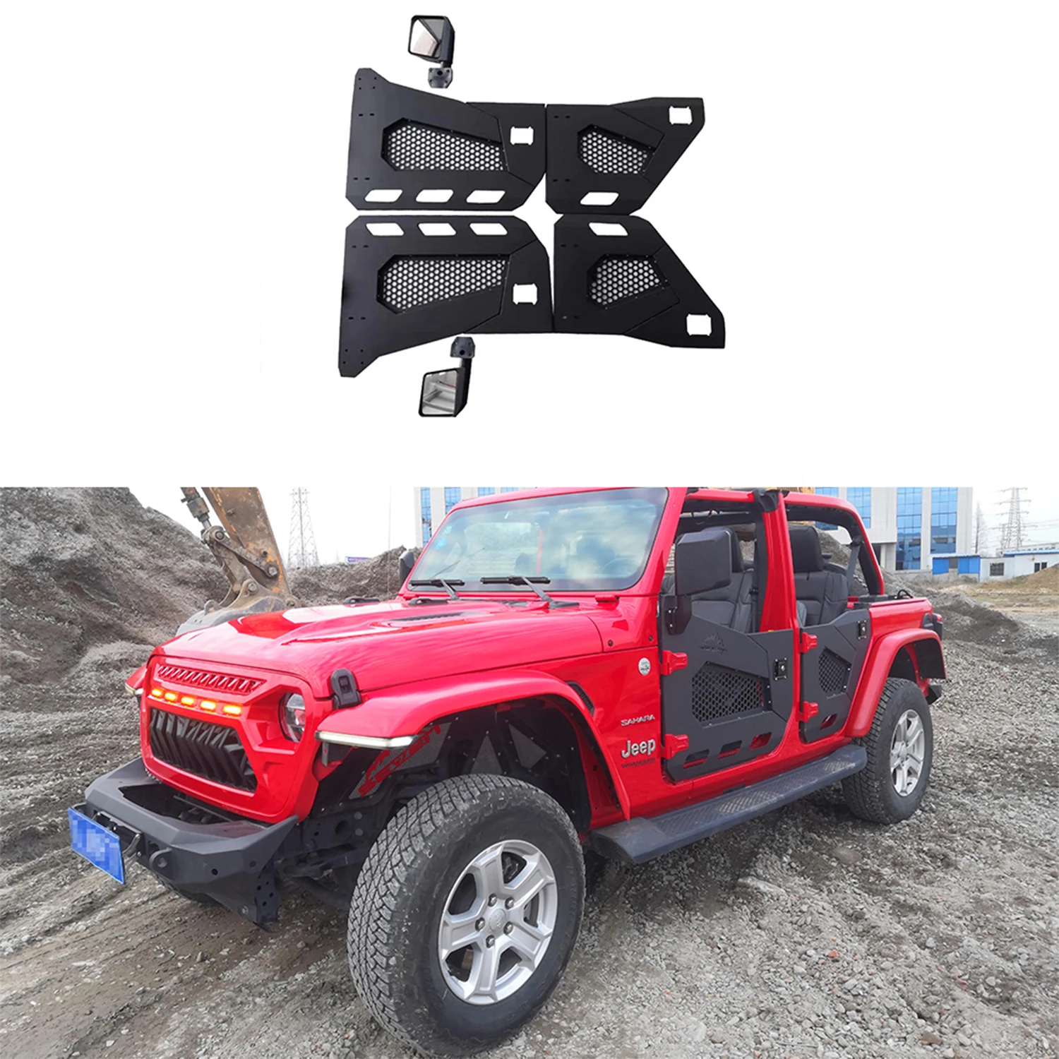 

SXMA Traitor Door Steel Iron Door with Mirrors Off-Road Summer Door Steel Body Armor Guard for Jeep Wrangler JL 2018+ 4 Doors