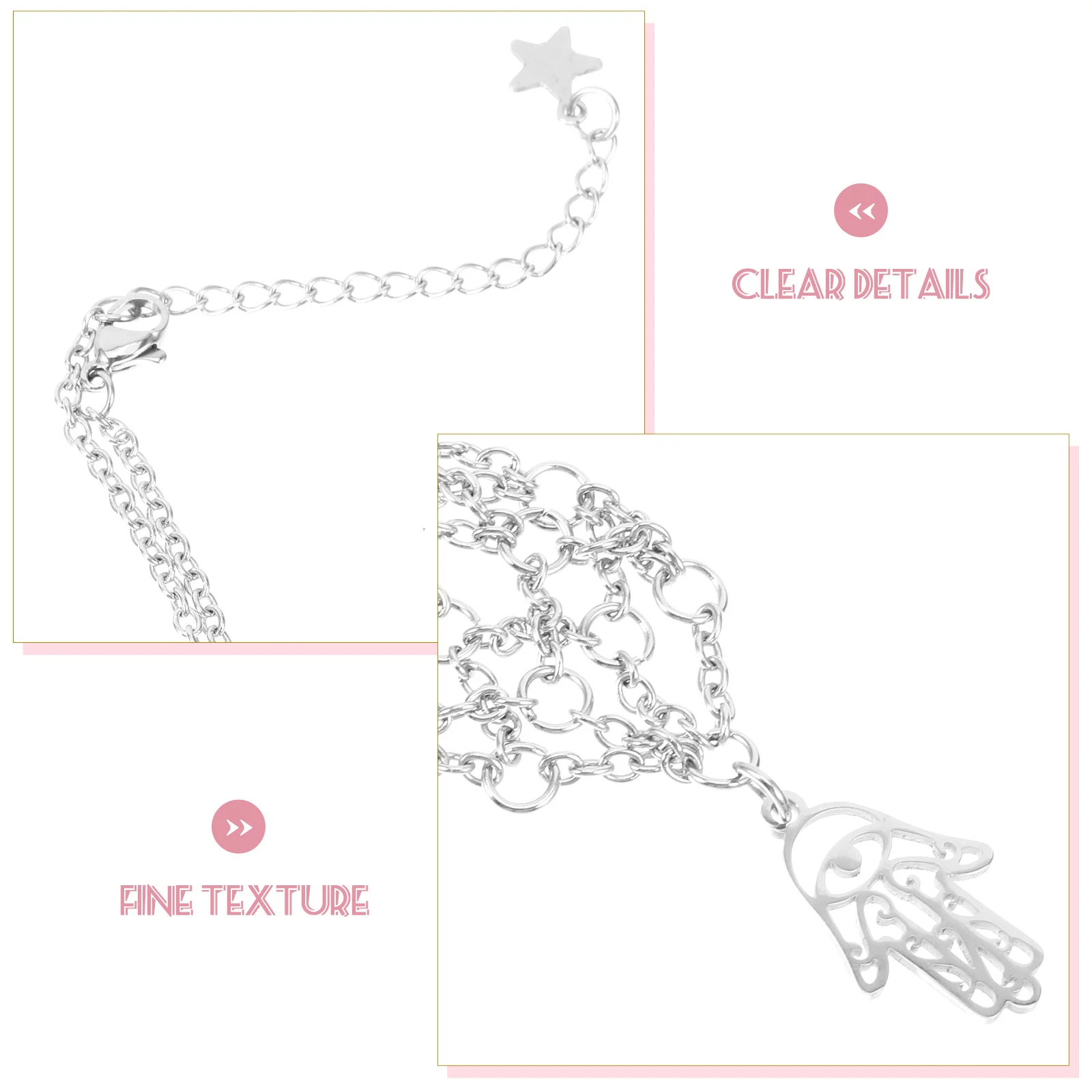 

1pcs Amethyst Pendant Necklace Hamsa Hand Crystal Cage Stone Holder Women Fashion Jewelry Durable Metal Chain