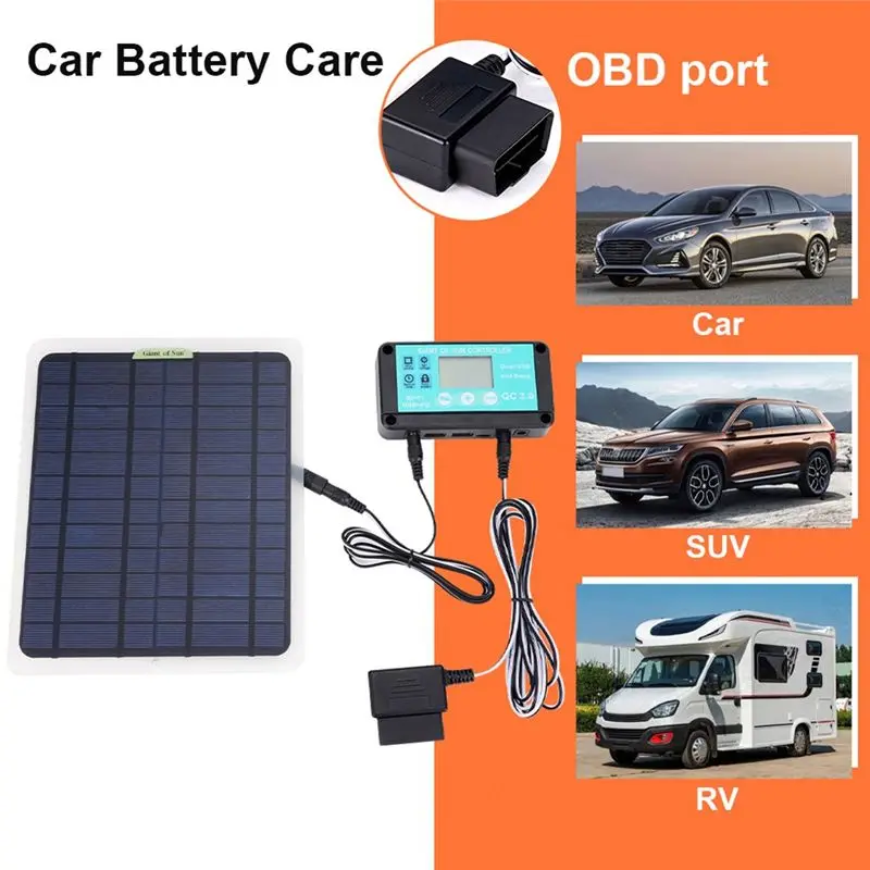 A84E-12V 10A Battery Controller Car Outdoor Battery Supply For Vehicle Battery With OBD Plug High Guality