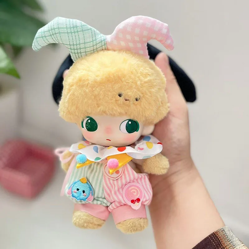 

DIMOO And 15cm/17cm Labubu Doll Clothes For Plush Keychain Dolls 1st-3rd Gen Labubu Pink Clown Outfit Set With Hair Accessories