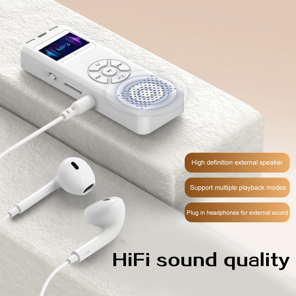 مشغل MP3 صغير محمول مشغل موسيقى HiFi مكبر صوت مدمج مع تسجيل الكتب الإلكترونية راديو FM 2025 مستنسخ جديد MP3