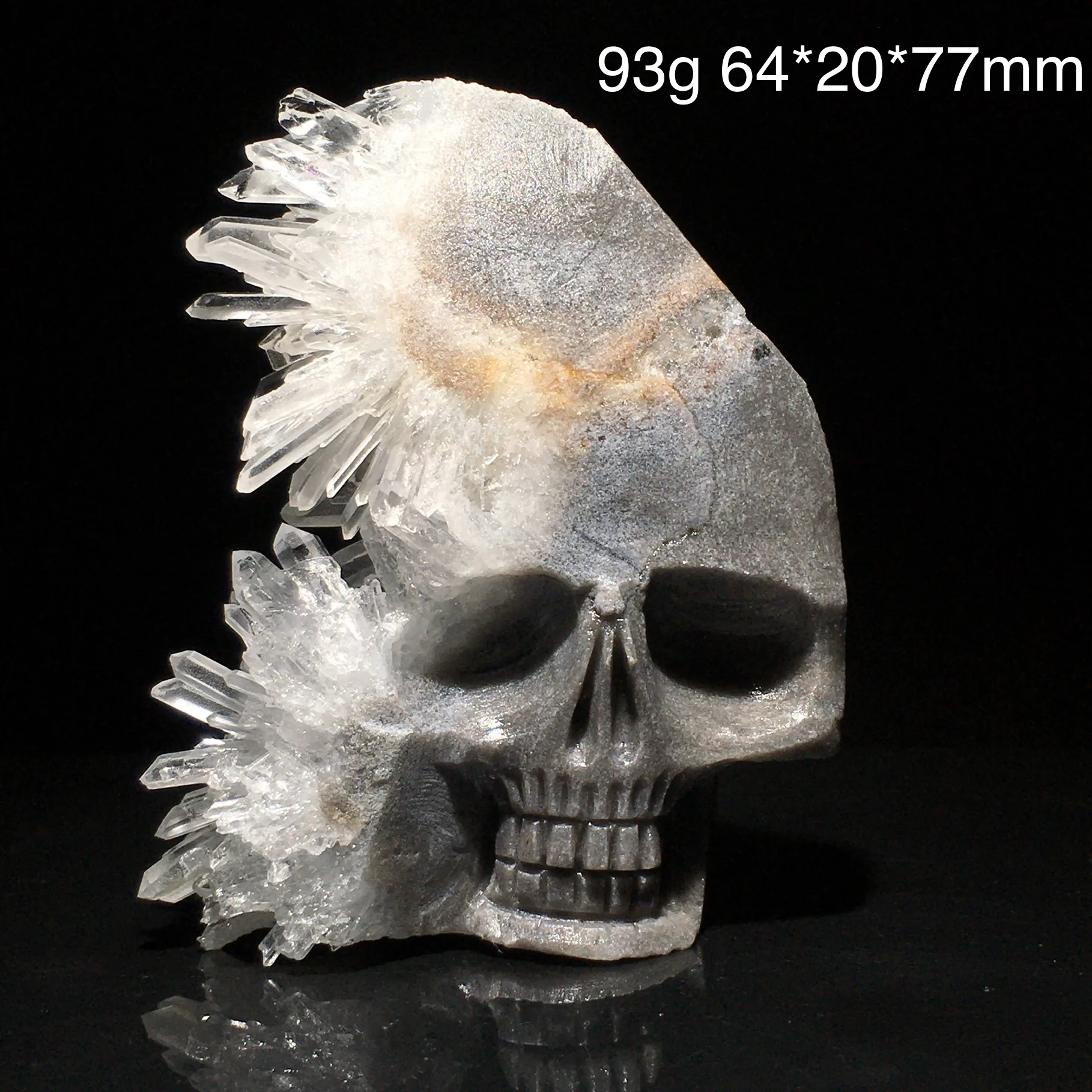 Natural Crystal Carving Skull Stone Clear Quartz Cluster Polished Rock Alien Decoration Rock Gift Reiki Healing