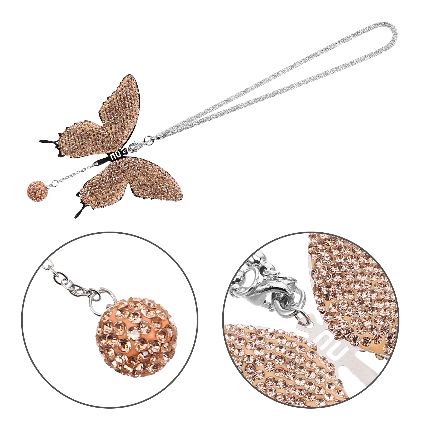

Rear View Mirror Car Accessories Butterfly Decoration Rhinestones Valentines Hanging nament Bling Pendents Automotive Interior