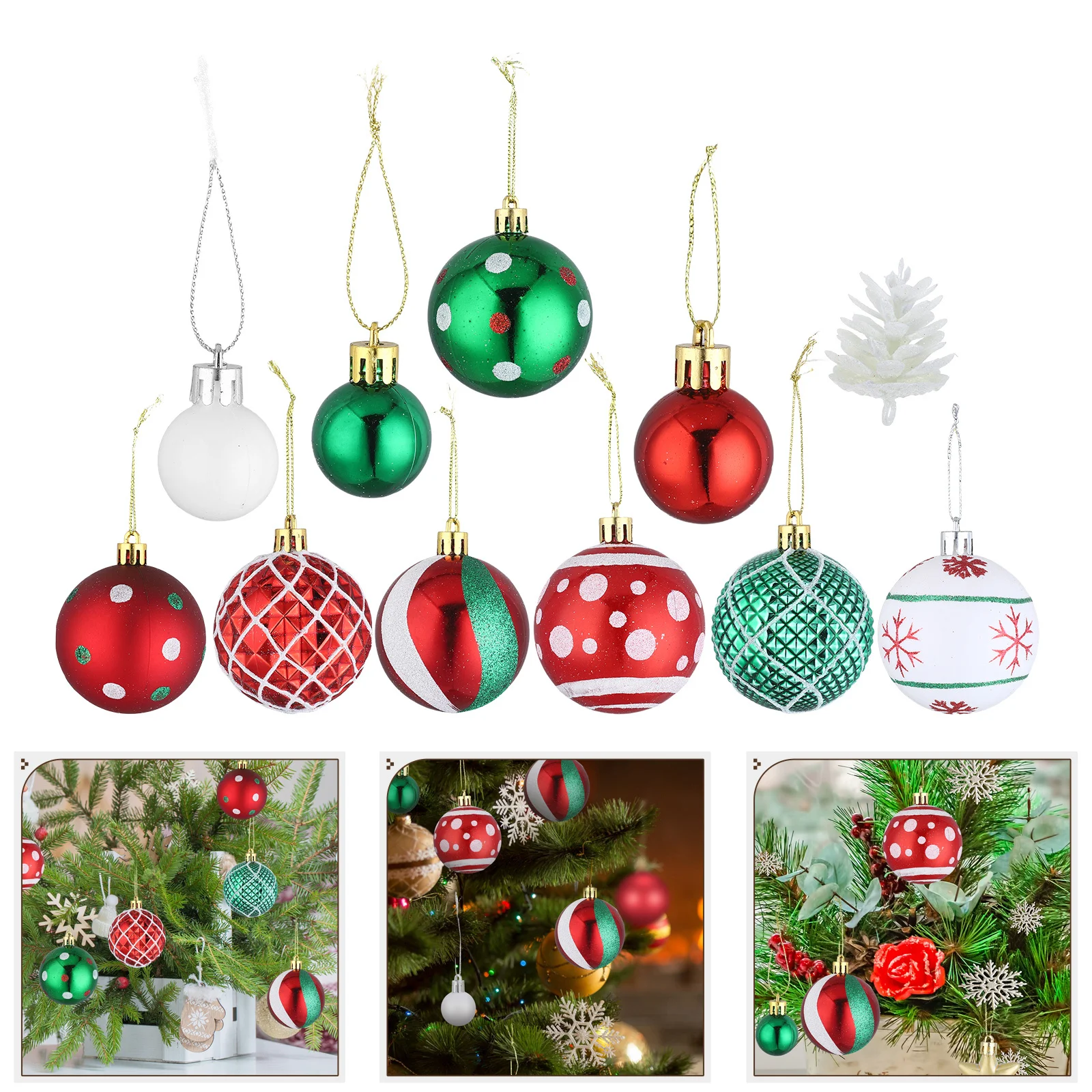 

42Pcs Xmas Tree Ball Decorations Hanging Ornaments for Christmas Tree Pendant Festive Holiday Decor Gift Party Props