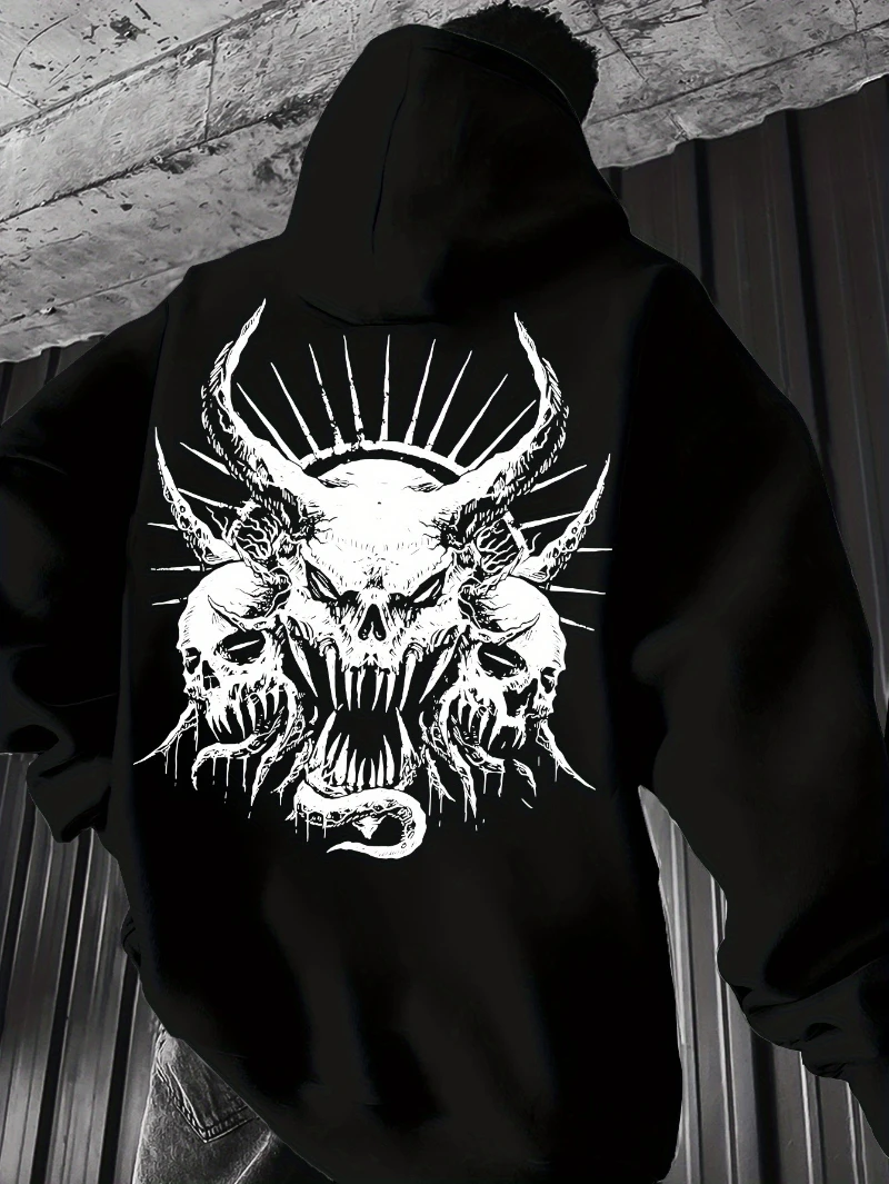 

2025 Autumn and Winter Men's Gothic Demon Skull Graphic Hoodie High-end Luxury Is for Both Men and Women Top Y2k