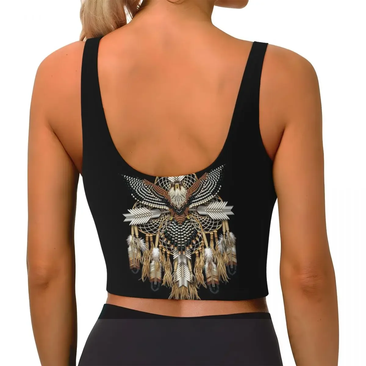 Custom Eagle Native American Art Women Sports Bras High Impact Vest Gym Workout Yoga Crop Tank Top