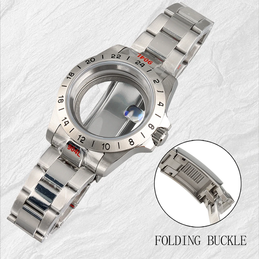 

Fit NH35 Case 39mm Explore 24 Hours GMT Soild Bezel Case For Seiko NH34 NH35 NH36 NH38 Movement 28.5mm Dial Jubilee/Oyster Strap