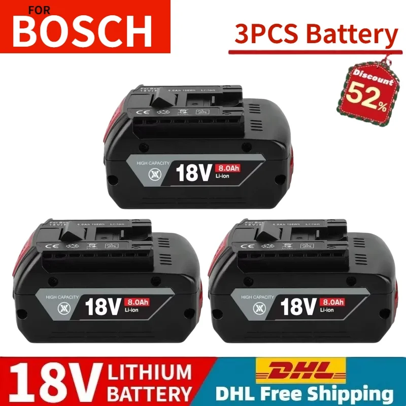 

NEW For BOSCH Authentic 18V10Ah LITHIUM-ION BATTERYGBA 18V 10Ah 18V ProfessionalGBA GSR GSB BAT618 BAT609 w/Fuel Guage
