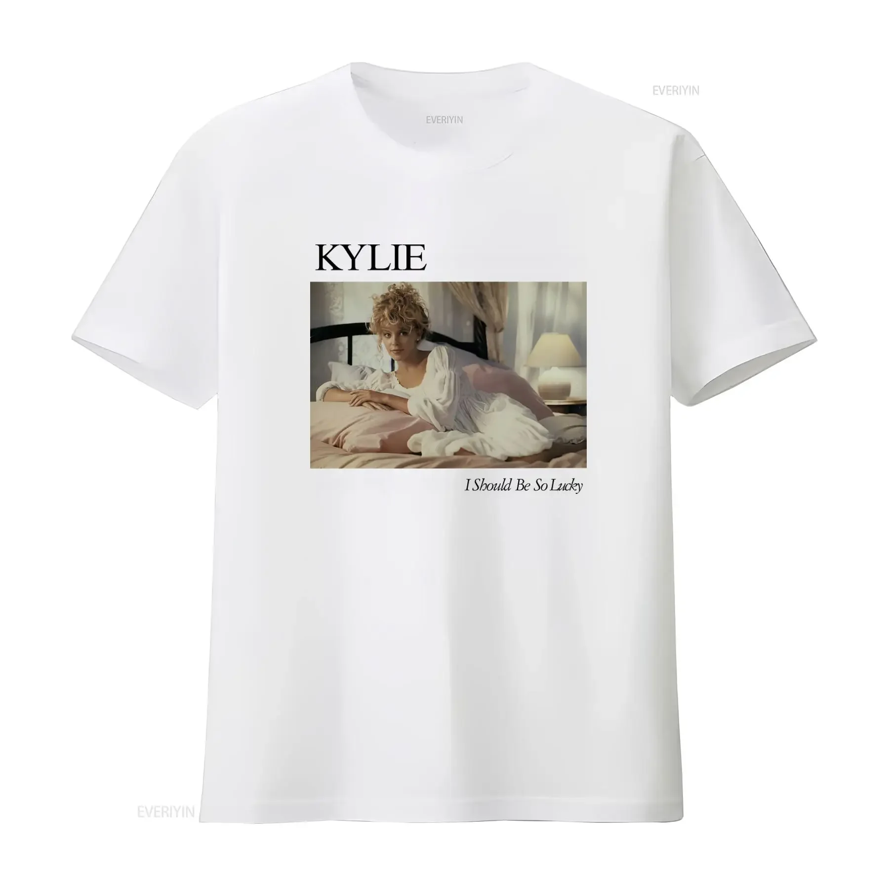 Kylie Minogue I Should Be So Lucky T Shirt White Sizes S 5XL Stylish Pop Culture Print vintage Washed homme Casual Breathable