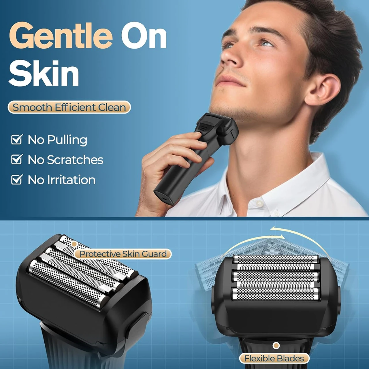 Hatteker 5-D rasoir alternatif pour hommes tondeuse à barbe à usage domestique avec affichage numérique LCD blanchisseur de maille USB Machine de coupe de cheveux