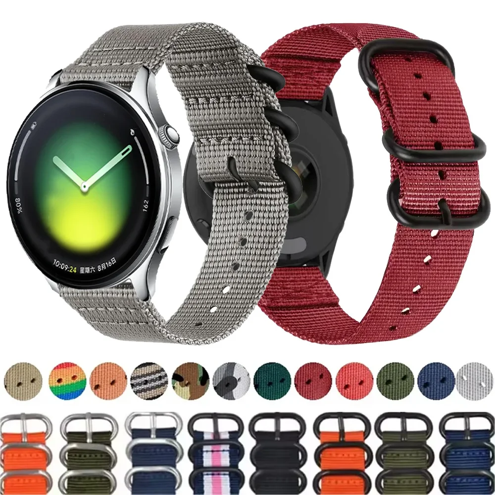 22mm Nylon Strap For Xiaomi Watch 5/S4-3-2-1/S4 Sport/2/2 Pro/S1 Pro Three-ring Buckle Breathable Band Realme Watch 5/S/3 Pro/3
